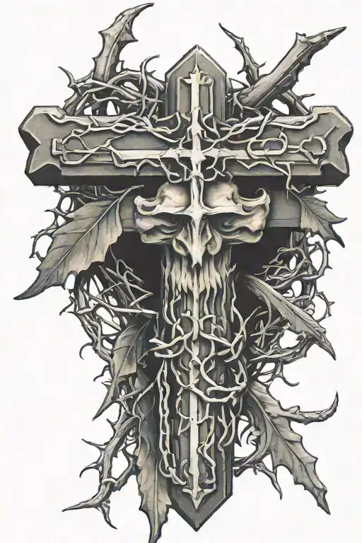 Cross With Crown Of Thorns