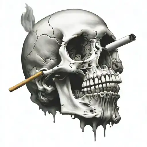 Skull Cigarette Being Consumed