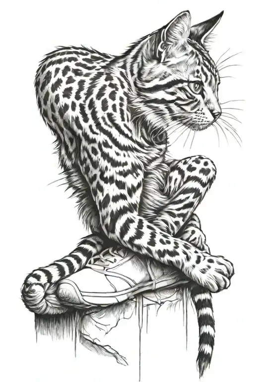 Cat Scratching A Knee