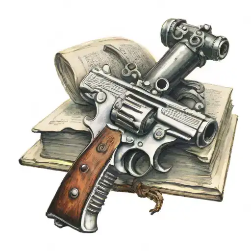 Gun In Book Open