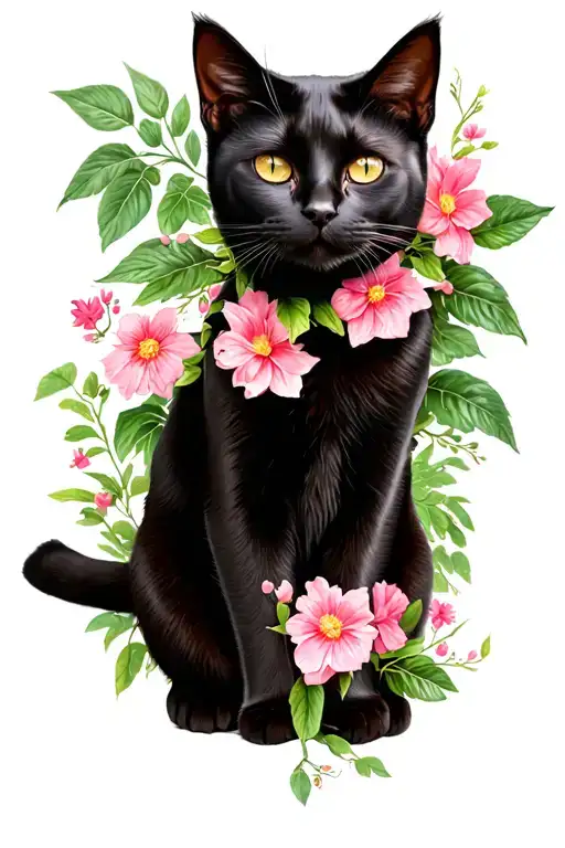 Black Cat In A Garden