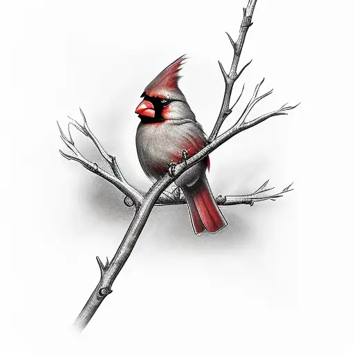 Cardinal On A Branch