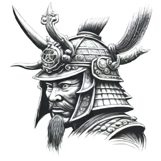Samurai Head With Helmet