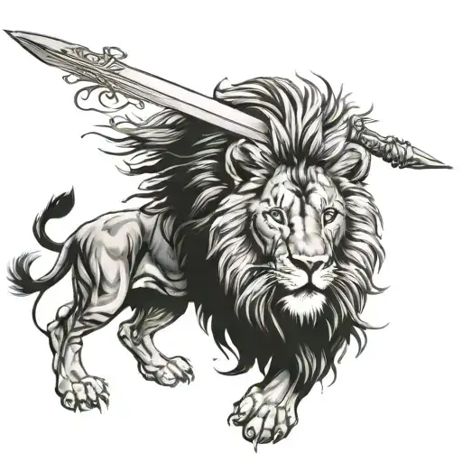 Lion Warrior Wielding A Sword