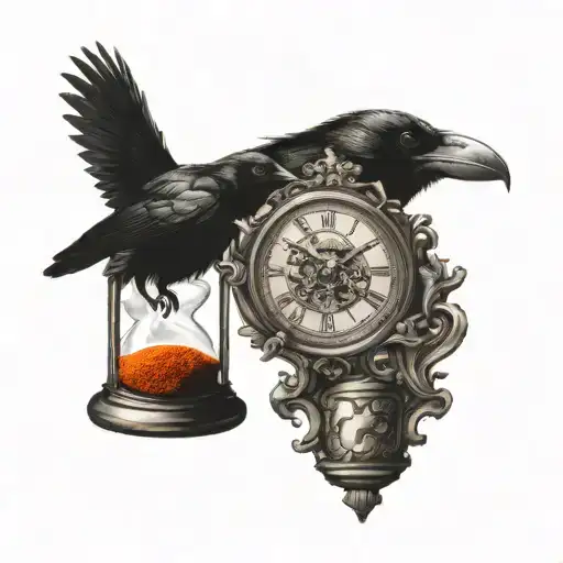 Crow And Hour Glass Memento Mori