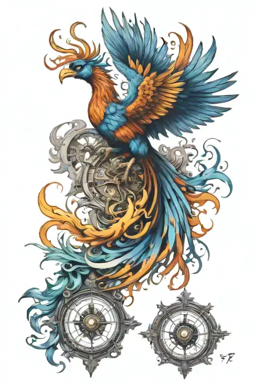 Colorful Phoenix Carrying Compass
