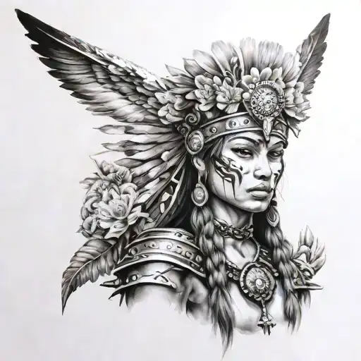 Warrior Women With Animal Headdress With A Gerbra Flower