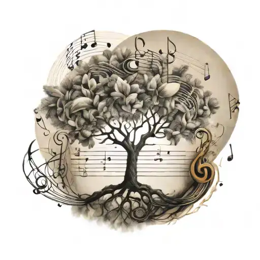 Tree Of Life And Music Notes Forming