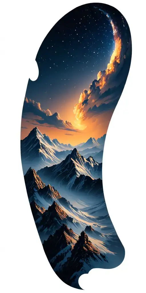 Mountians With Night Sky Filled