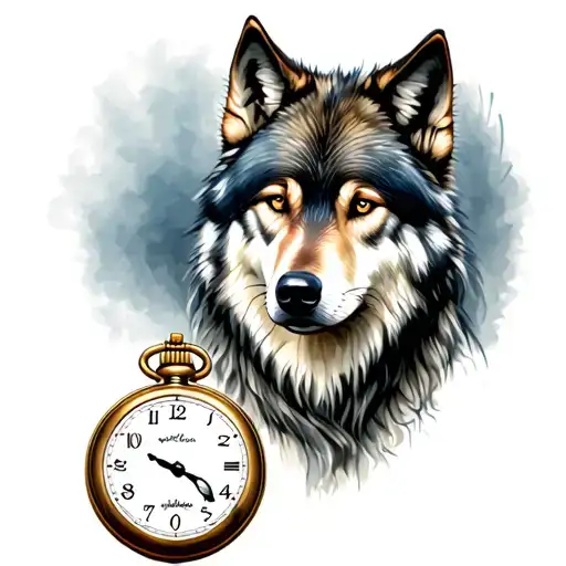 Pocket Watch And Wolf