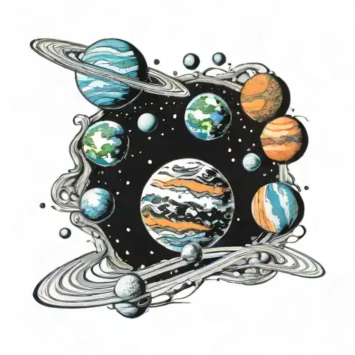 Outer Space With Planets Orbiting