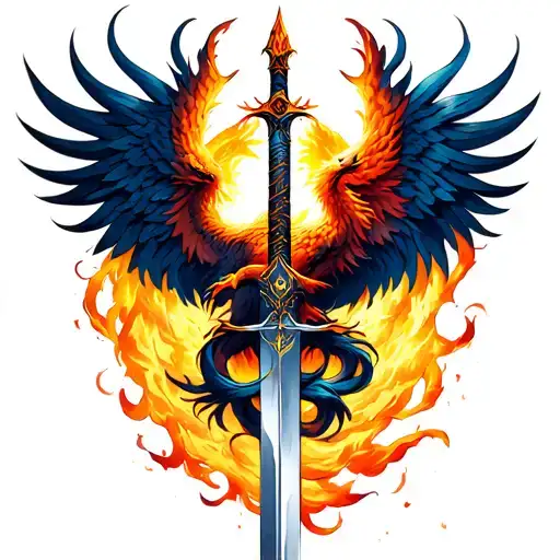 Phoenix Over A Sword Intertwined