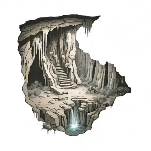 Nature Cave Entrance With Stalagmite And Slatalgite