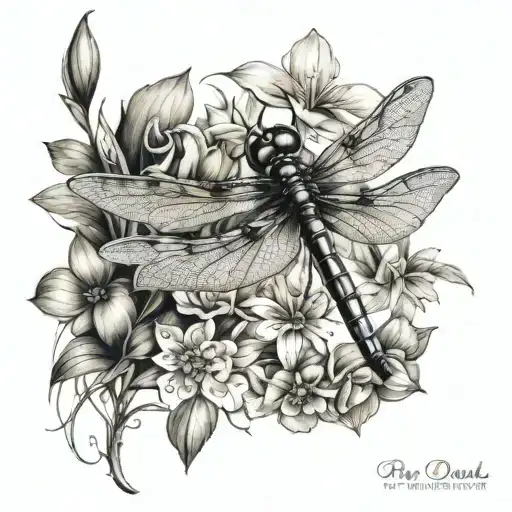 Dragonfly And Flowers Growing