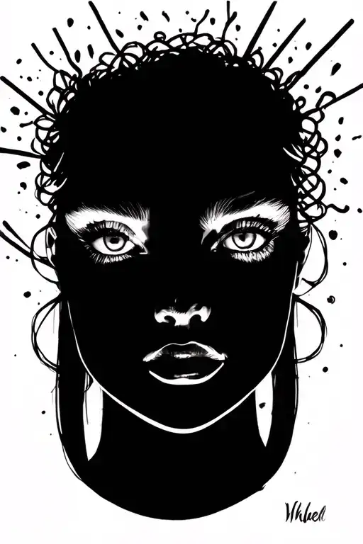 Female Face With Yarn Exploding Out Of Head