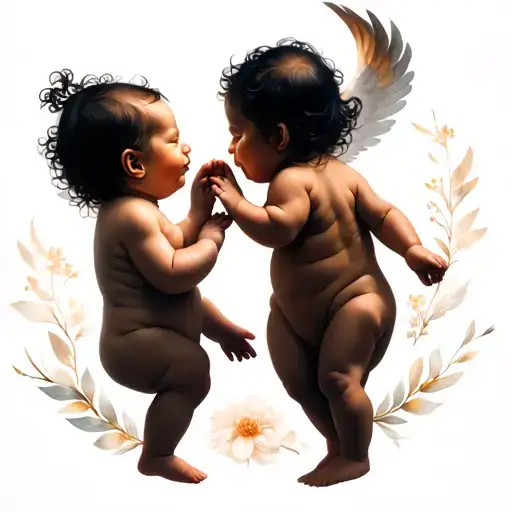 Babies In Heaven Holding Hands