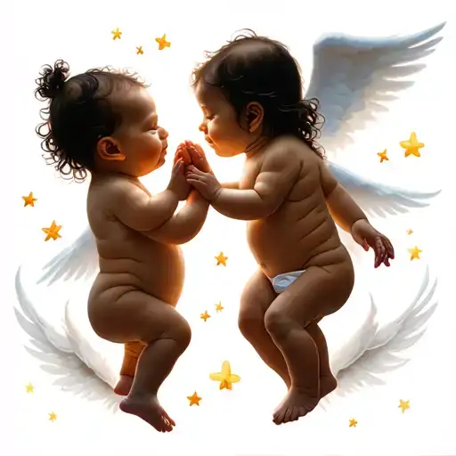 Babies In Heaven Holding Hands Reaching