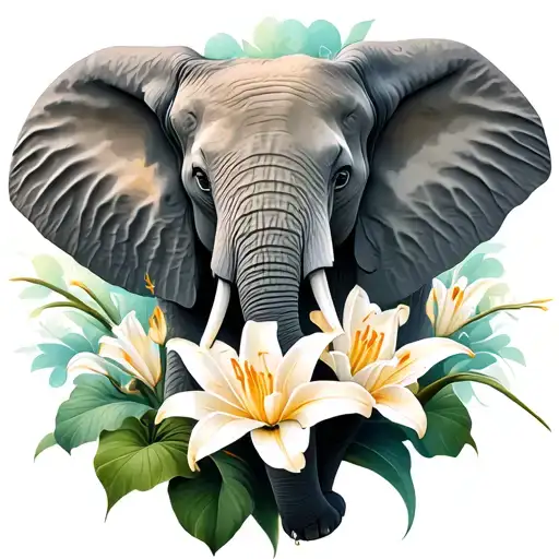 Elephant And Lily Flowers