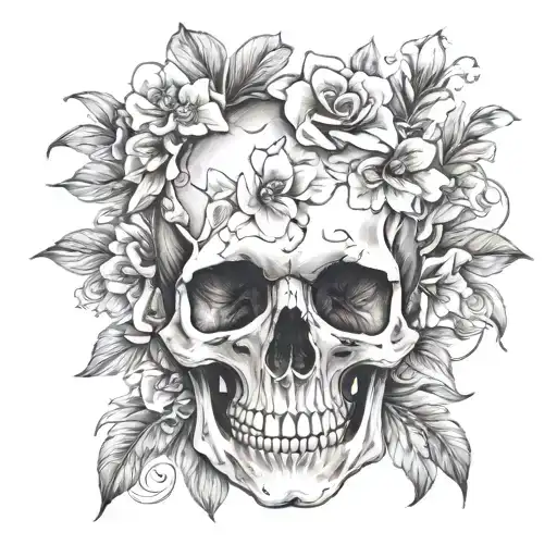 Skull With Flowers