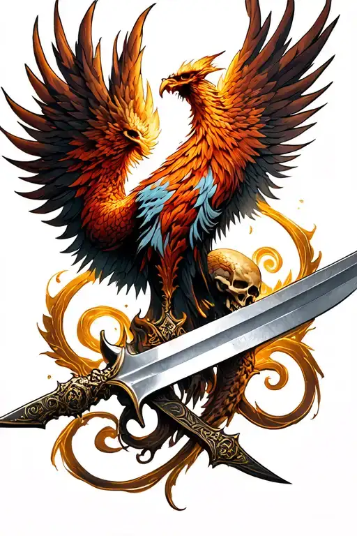 Phoenix Swords And Skulls
