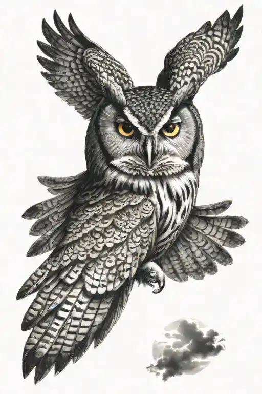 Owl Flying Towards The Sun