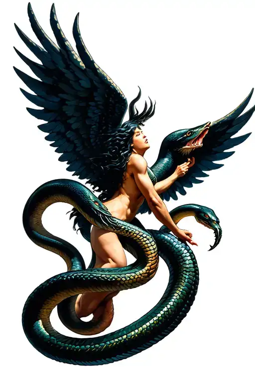 Angel Fighting Serpents