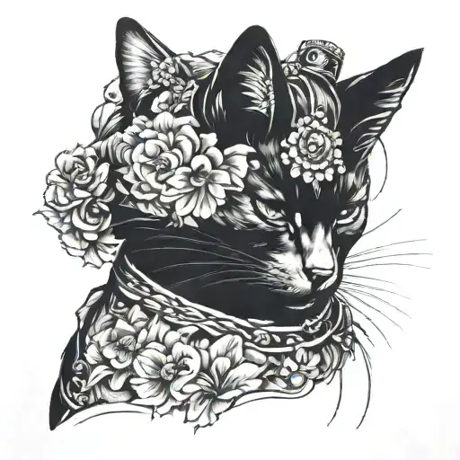 Geisha Cat Silhouette