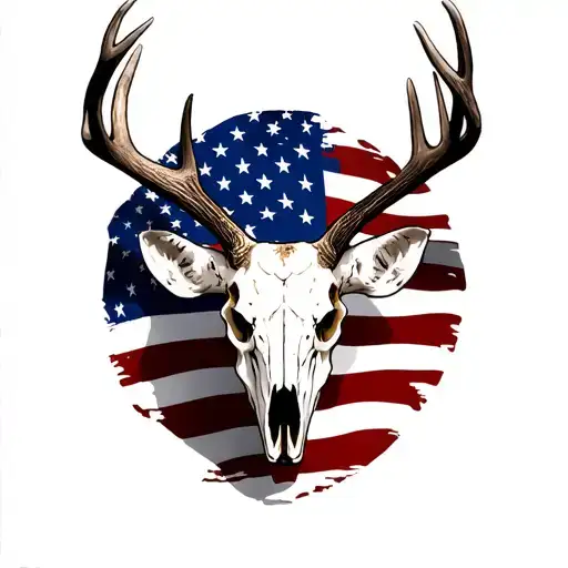 Sideway Deer Skull That Is American Flag