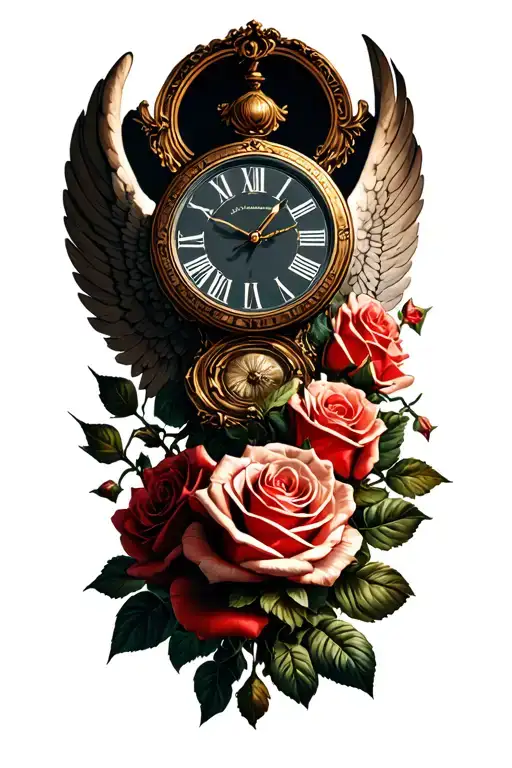 Roses Angels Clock