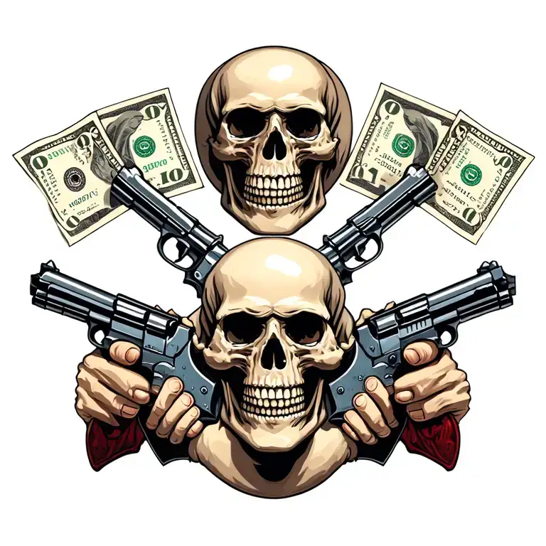 Doughboi Mafia Family With Skull Guns And Money