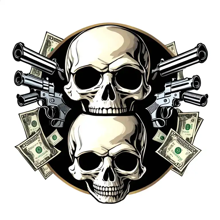 Doughboi Mafia Family With Skull Guns And Money