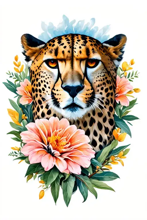 Cheetah Flowers Sleeve Acacia Sunset