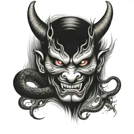 Hannya Mask With Snake