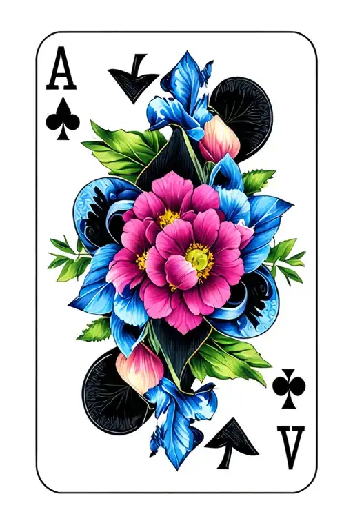 Ace Of Spade Card With Flowers