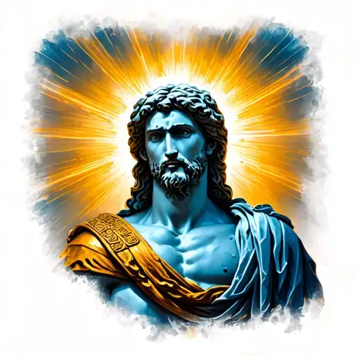 Greek God With Background Rays