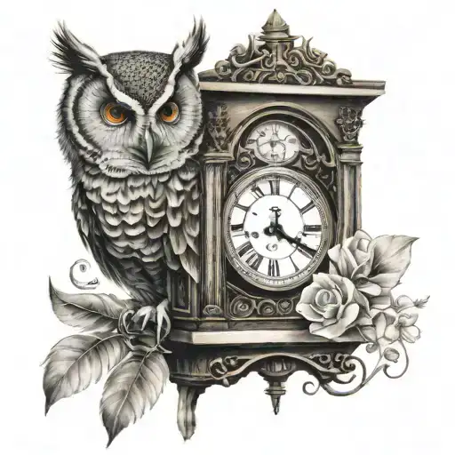 Owl With Grandfather Clock