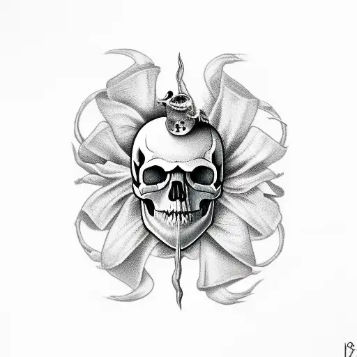 Skull Blended With A Realistic Heart