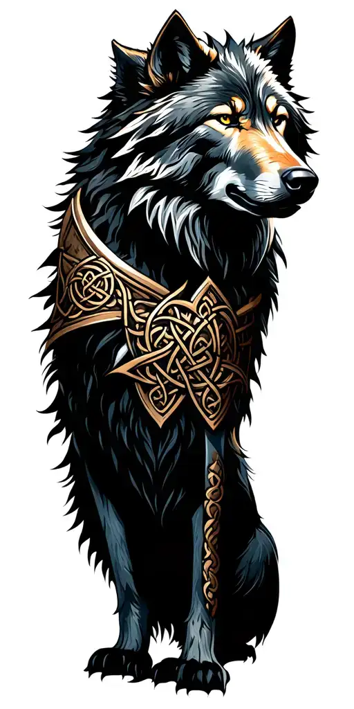 Celtic Wolf Surrounded By Armor