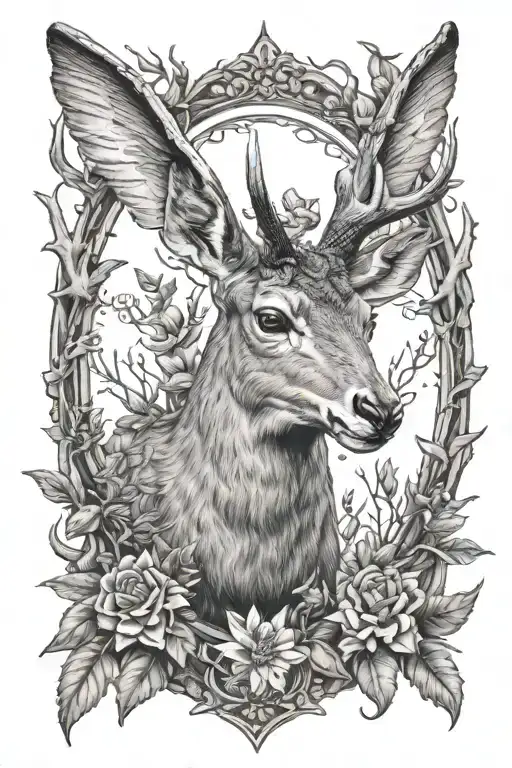 Buck With Humming Bird Sitting On Antlers