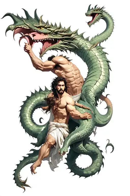 Hercules Fighting Hydra Dragon
