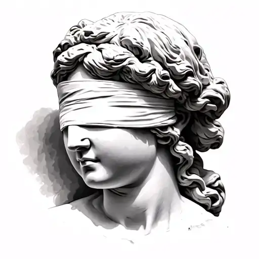 Blindfolded Woman Roman Statue Head