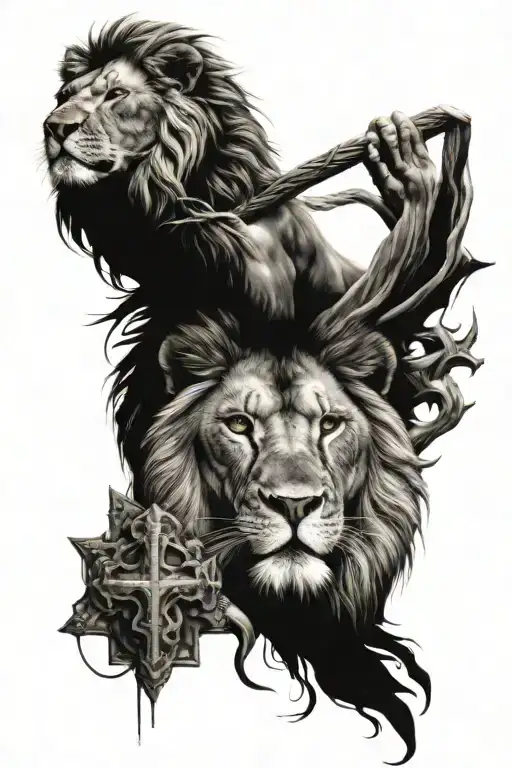 Lion With Jesus Cross