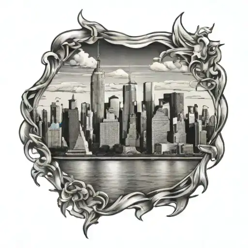 New York Skyline In The Background