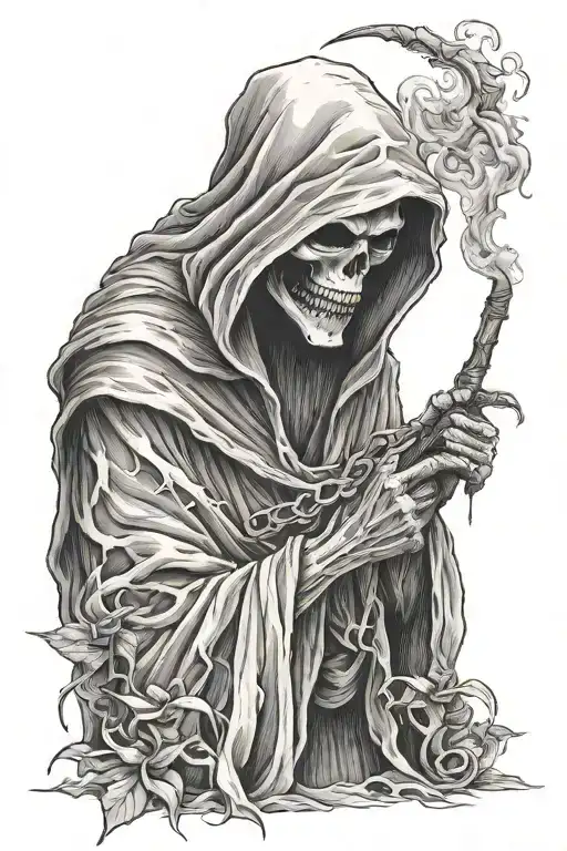 Grim Reaper With Smoke Rising
