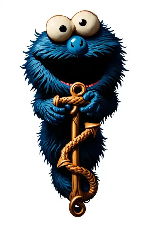 Cookie Monster With An Anchor Intertwined