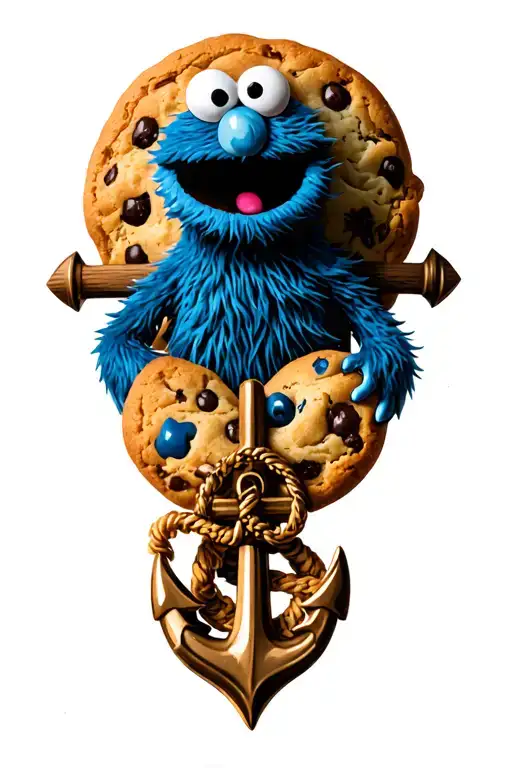 Cookie Monster With An Anchor Intertwined