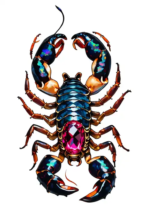 Scorpion With Ruby And Opal Birth Stone