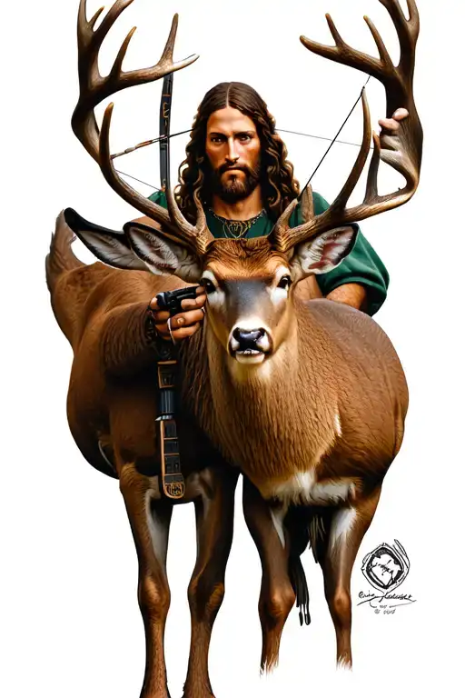 Jesus Bowhunting A Whitetail Deer Standing