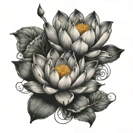 Lotus Flowers Intertwined