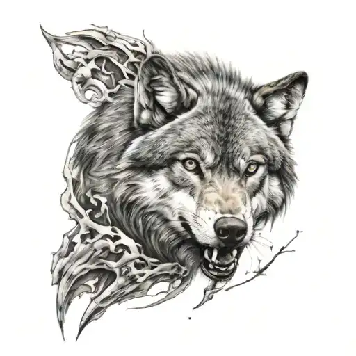 Angry Wolf Tattoo For Forearm Covering The Whole Forearm